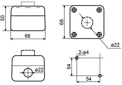 Рис.2. Габаритный чертеж поста командоаппаратного XAL-B132Н29