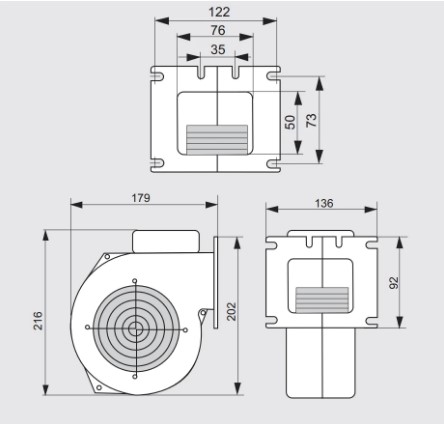 Схема габаритных размеров Вентилятора WPA X-2