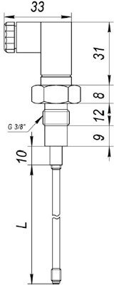 Рис.1. Габаритный чертеж датчика уровня ДК-1