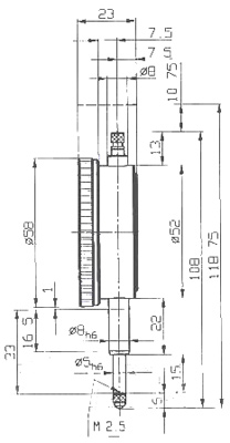Рис.1. Габаритные размеры индикатора MU52/30ST